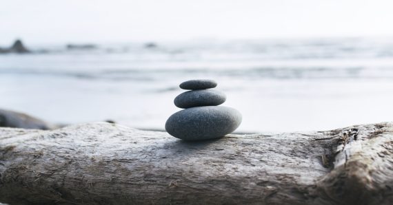 Balanced rocks at the beach zen and nature photography